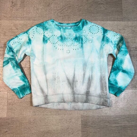 Boden Arabella Eyelet Ombré Tie-dyed Crewneck Pullover Sweatshirt, Women’s Small - Picture 12 of 13